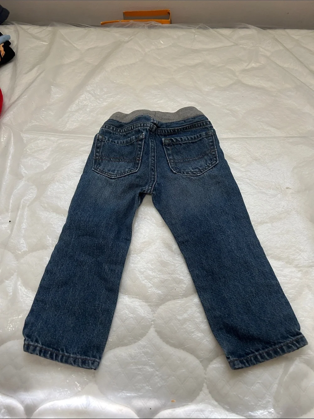 The Children's Place Dark Blue Denim Jeans with Gray Knit Waistband